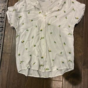 Elegant White Floral Button-Down Shirt